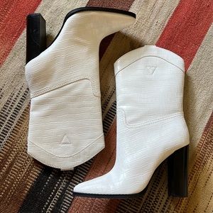 GUESS white snake cowboy boots